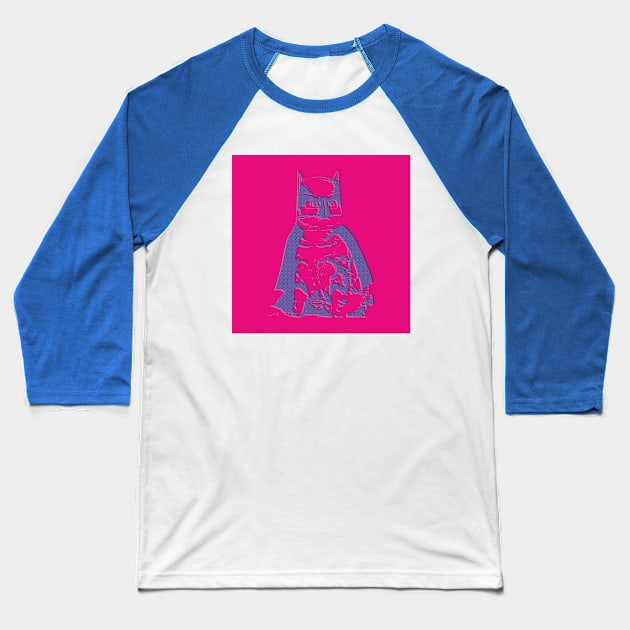 BATCAT ART PRINT Hot Pink Baseball T-Shirt by KOOKOO ART